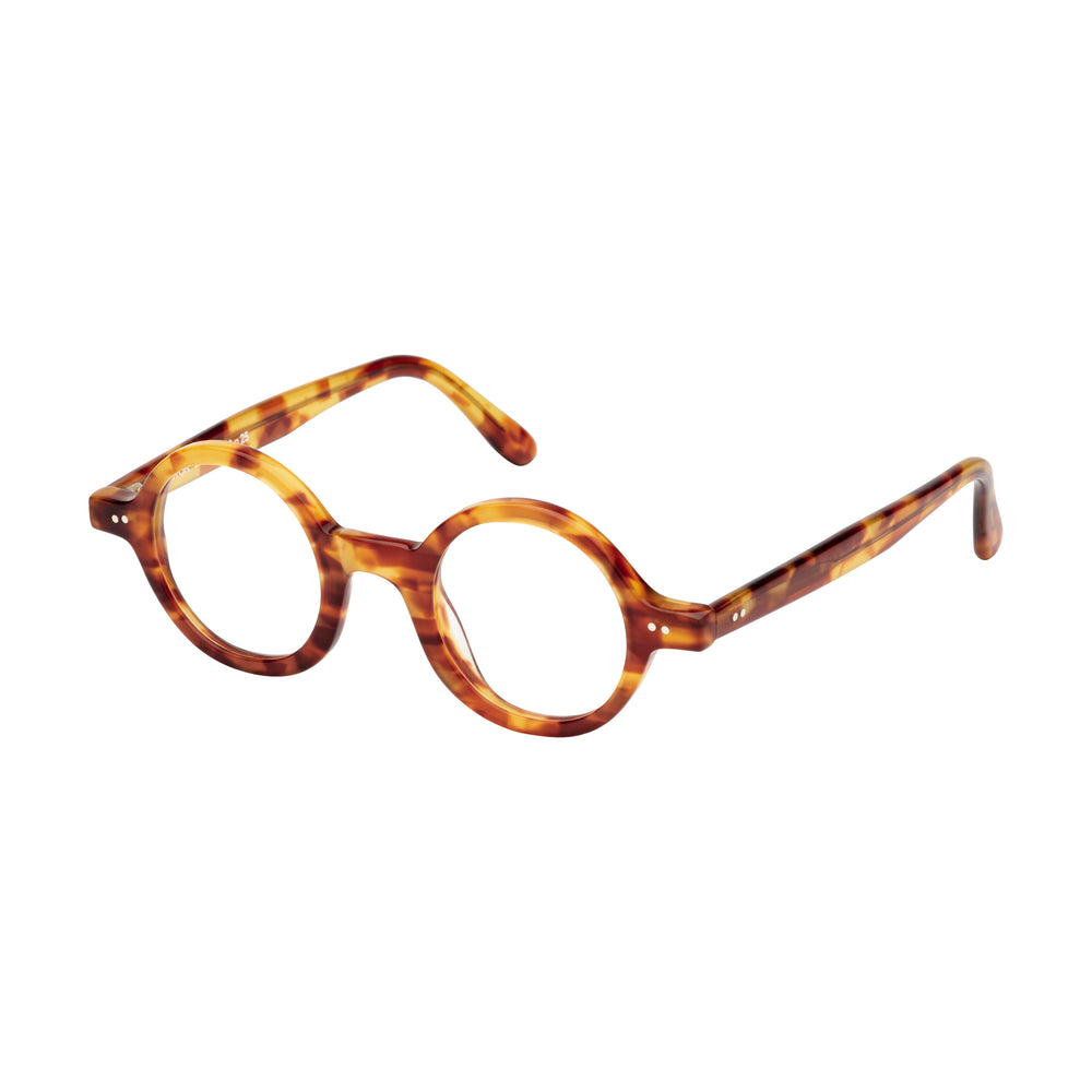 Lunettes de vue rondes, de couleur ecaille marron, vues de profil